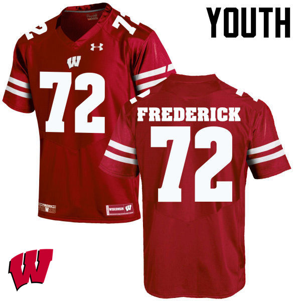 Wisconsin Badgers Youth #72 Travis Frederick NCAA Under Armour Authentic Red College Stitched Football Jersey WW40I41MP